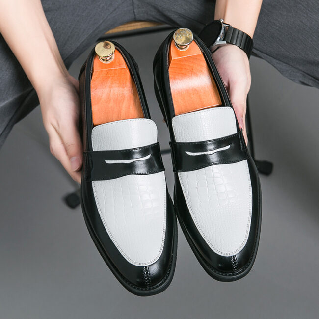 Men'S Large Size Fashionable Two-tone Penny Loafers, Comfortable, Non-slip, Durable Rubber Soles, Thick Soles, Formal Shoes, Trendy Slip-on Business Casual Shoes, Men Shoes