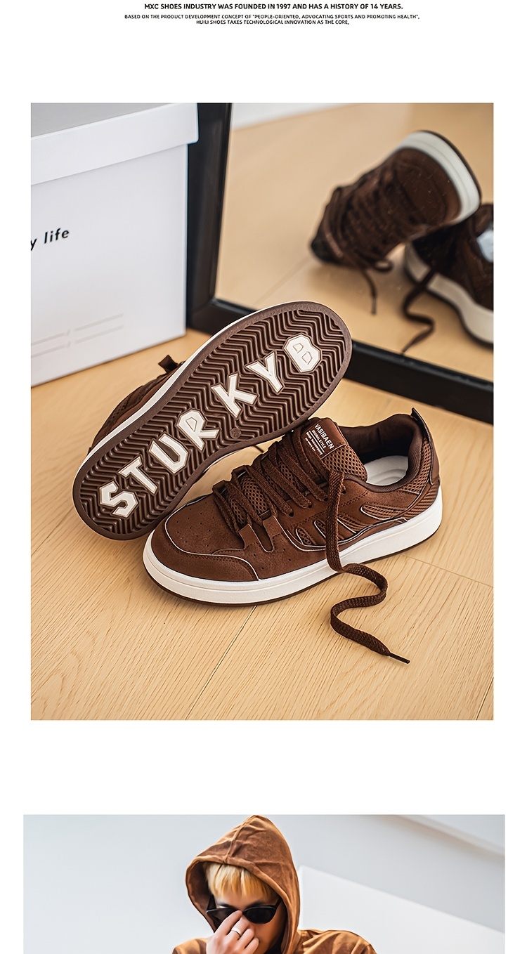 Men's German Training Shoes - Thick Platform Sole Low-Top Lace-Up Sneakers, Upper & Rubber Outsole, All-Season Skateboard Shoes, Beige/Navy Blue/Grey/Golden - Versatile Casual & Formal Wear (Ins Niche Style), Shoes For Men, Mens Shoes, Sneakers For Men, M - Image 24