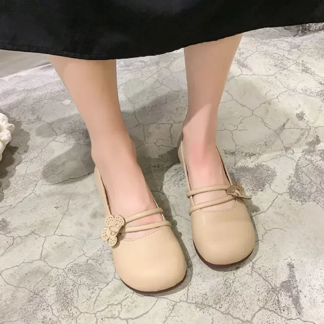 Shoes for Women Low Heel Elegant Wear Resistant Black Flowers Party Woman Flats Wholesale Chic On Sale Comfortable Non Slip 39