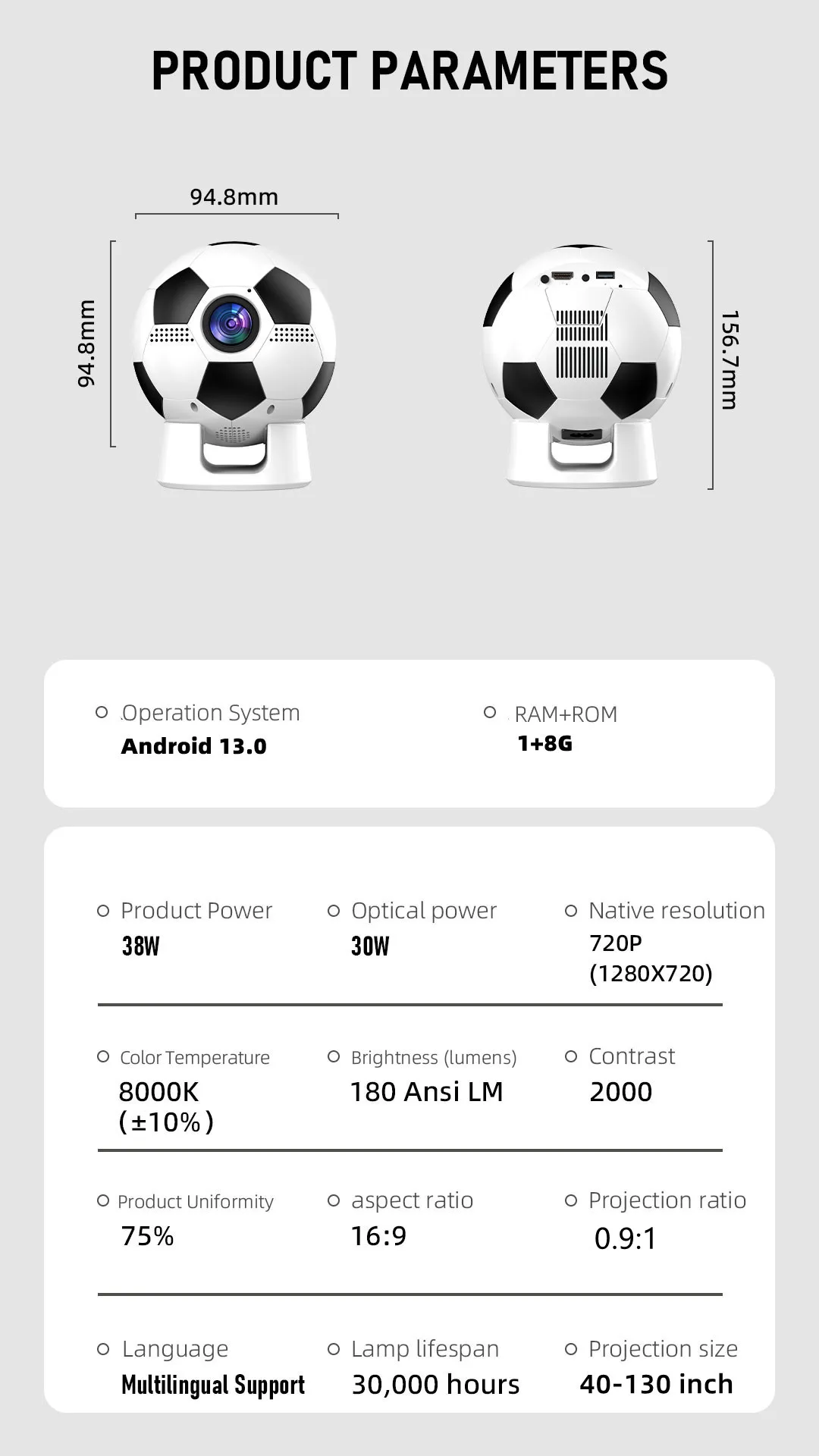 Outdoor projection. Home theater. YT600 high-definition projector. Football projector. Mobile cinema. portable - Image 11