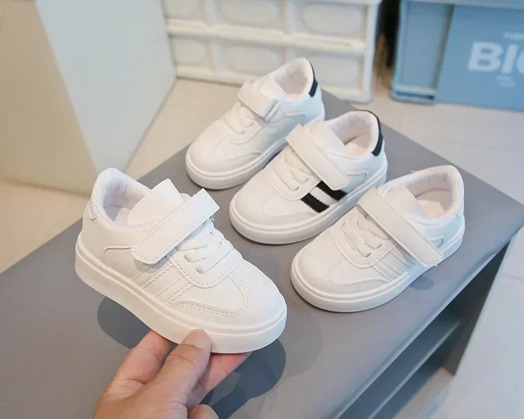 Kids Sports Shoes for School 2025 New Fashion Boys Girls White Shoes Non-slip Soft Sole Children Casual Shoes Hook&loop Trendy - Image 7