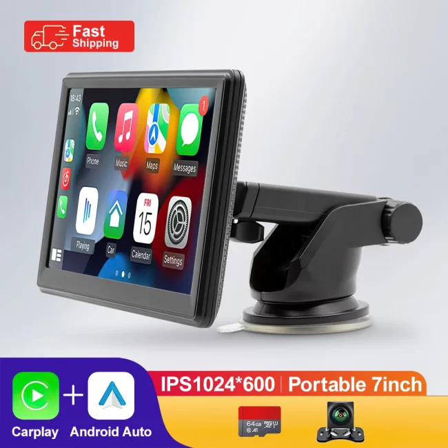 Portable Touch Screen 7inch IPS CarPlay Android Auto Car Radio Multimedia Video Player GPS Navigation  Wifi  Rear View Camera