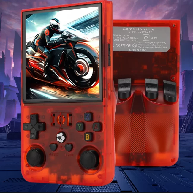 R36MAX Handheld Game Console 4 Inch IPS Screen 720x720 Open Source Game Player Supports 60+ Emulator Multiple Games