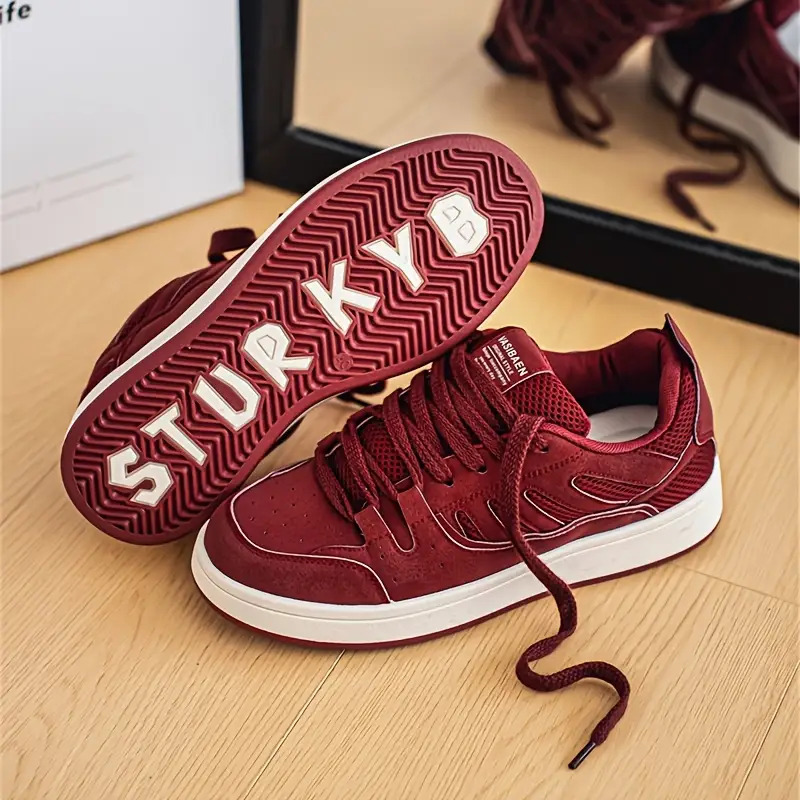 Men's German Training Shoes - Thick Platform Sole Low-Top Lace-Up Sneakers, Upper & Rubber Outsole, All-Season Skateboard Shoes, Beige/Navy Blue/Grey/Golden - Versatile Casual & Formal Wear (Ins Niche Style), Shoes For Men, Mens Shoes, Sneakers For Men, M - Image 2