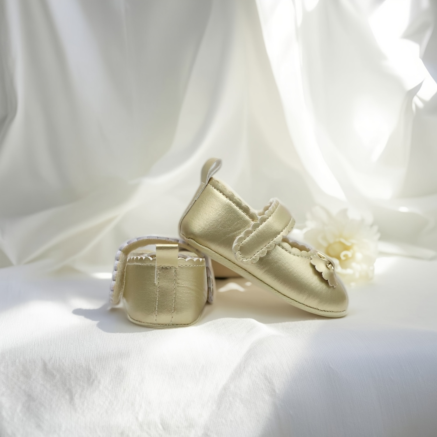 Baby Girl First Walkers Shoes - Champagne Mary Jane Infant Shoes with Bow Detail, Lightweight Non-Slip & Closure, All-Season Toddler Shoes for Holidays, Parties, Daily Wear, Baby Girl Shoes, Party Footwear, Chic Infant Footwear, Durable Grip Sole - Image 8