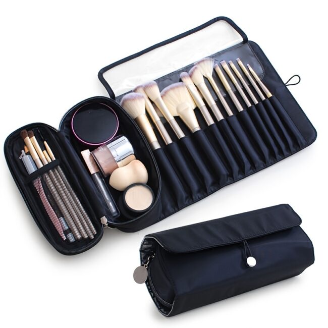 Large Capacity Makeup Brush Organizer Bag – Portable Cosmetic Pouch