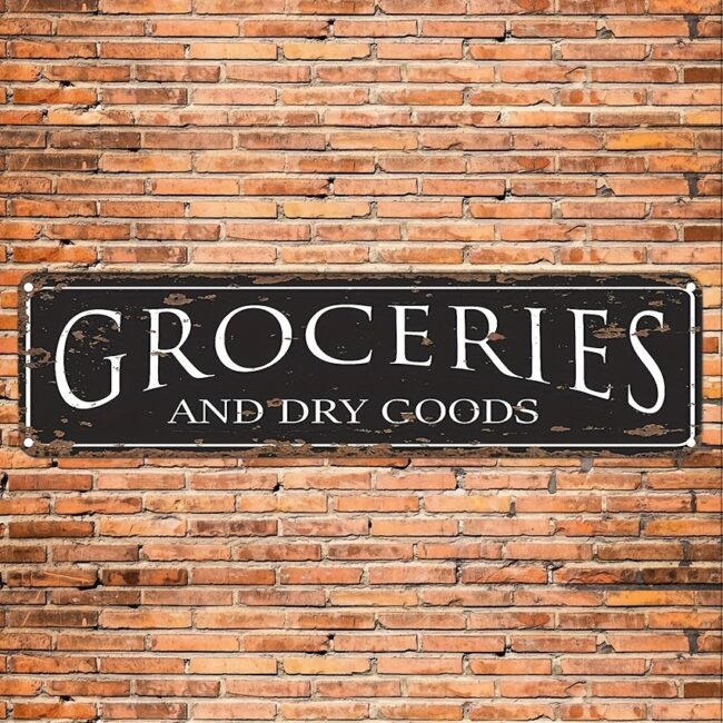 1pc Retro Tin Sign - Unique Wall Art for Home Decor, Vintage Charm, Festival & Party Decor, Holiday Supplies - 16x4 Large Size, Groceries & Dry Goods Design, Bar Restaurant Decor