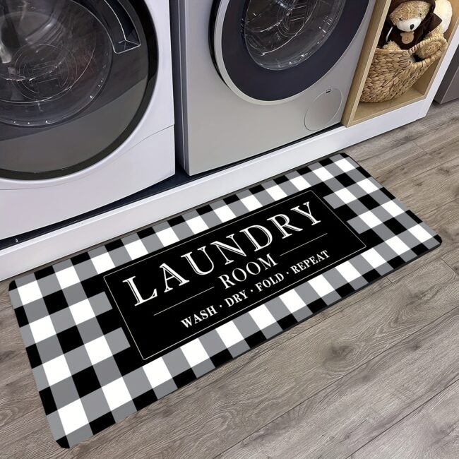 1pc Farmhouse Laundry Room Rug - Washing Machine Room Runner Rugs for Bathroom Decor