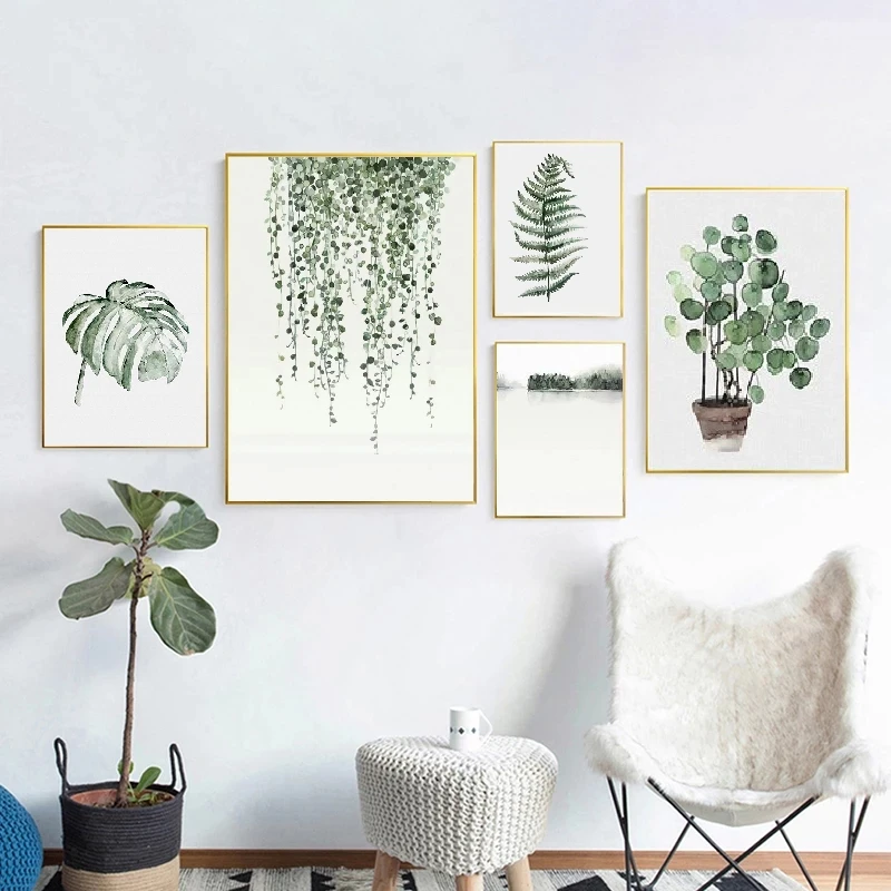 Tropical Plant Nordic Green Leaves Poster Canvas Home Decoration Scandinavian Picture Modern Wall Art Canvas Painting Flower - Image 2