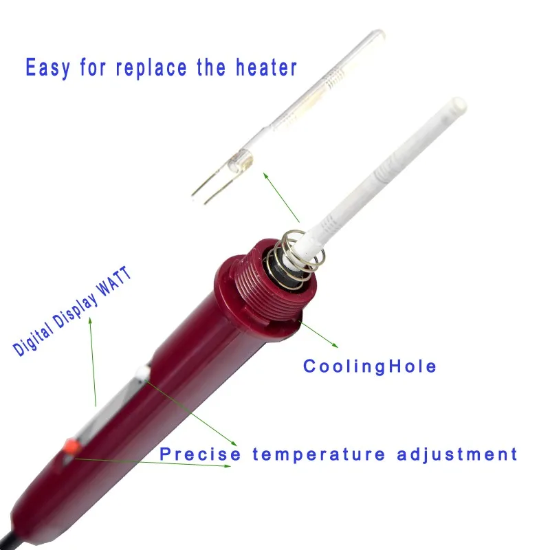 80W LCD Digital Display Wood Burning Tool Set 110V/220V with 5PCS Black King Kong Tips Soldering Irons - Image 5