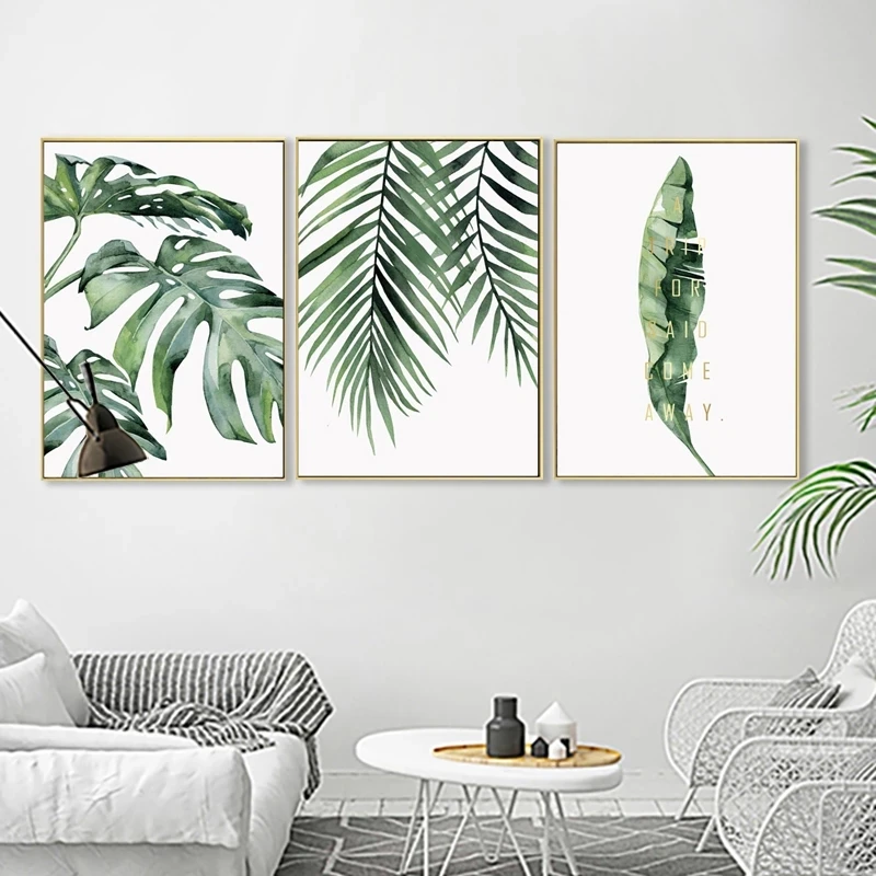 Tropical Plant Nordic Green Leaves Poster Canvas Home Decoration Scandinavian Picture Modern Wall Art Canvas Painting Flower - Image 4