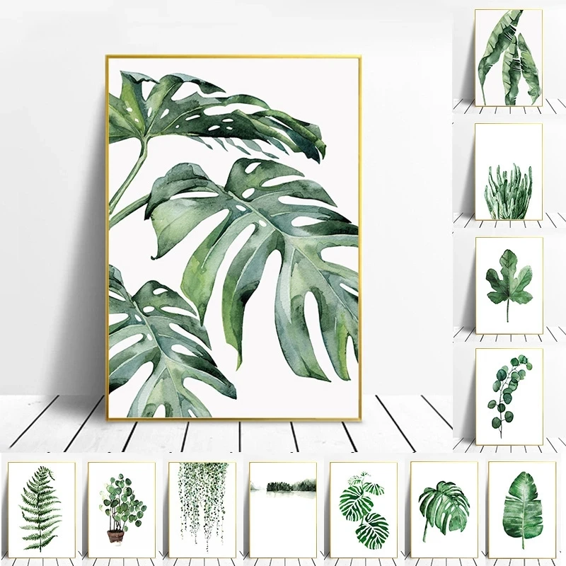 Tropical Plant Nordic Green Leaves Poster Canvas Home Decoration Scandinavian Picture Modern Wall Art Canvas Painting Flower - Image 18