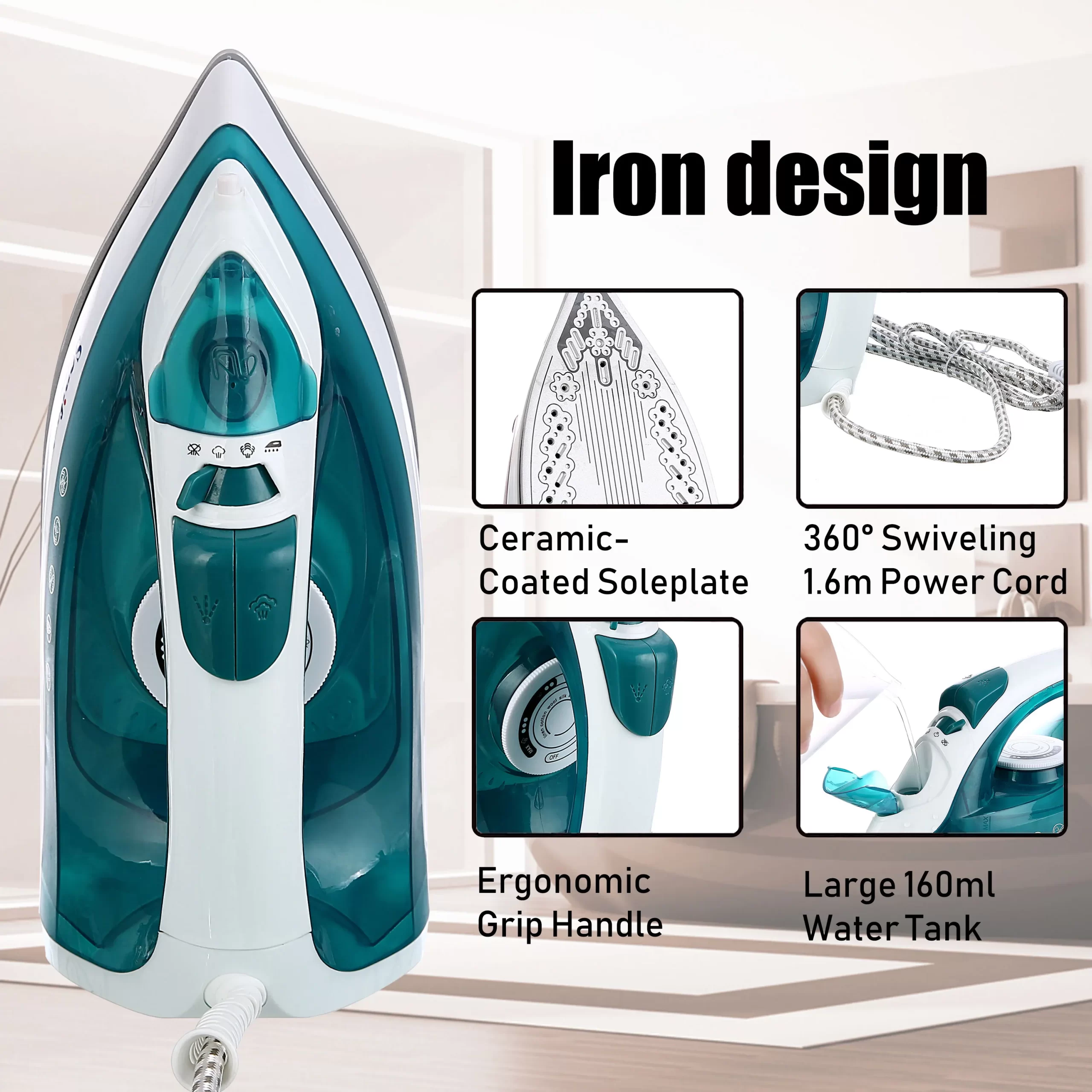 Electric Iron Portable Mini Garment Steamer Steam Iron For Clothing Iron Adjustable Ceramic Soleplate Iron For Ironing Sonifer - Image 2