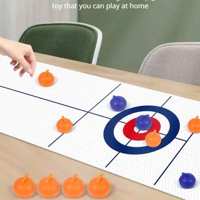 Family Fun Board Games for Kids & Adults: Tabletop Curling Game with 8 Rollers & Shuffleboard Pucks!