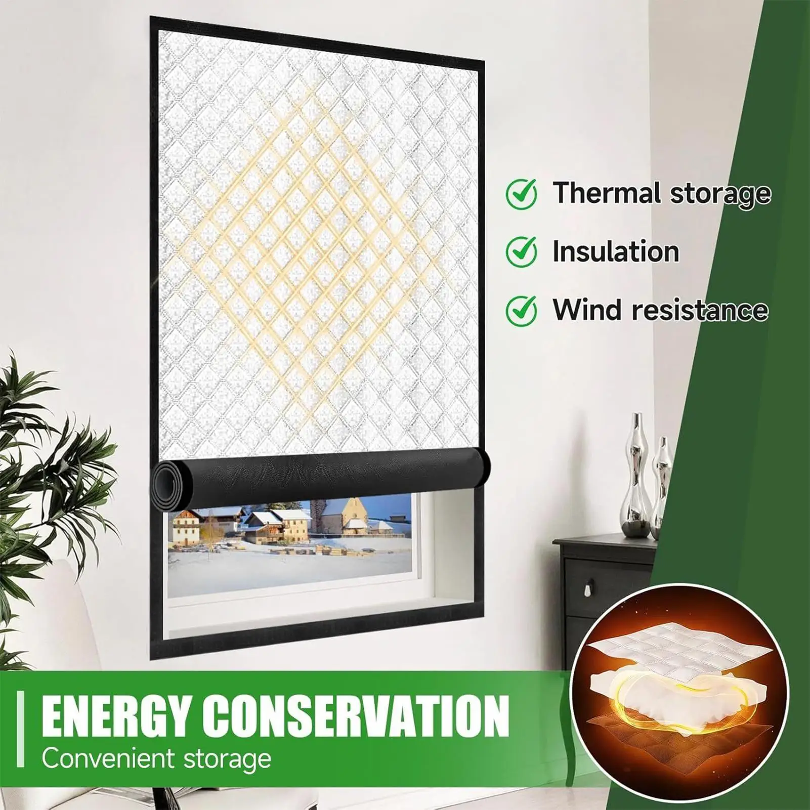 39x71in Winter Warm Curtainssealed Windows Cover Insulated Roll-Up Window Blanket Thick Windproof Window Curtain Thermal Curtain - Image 5