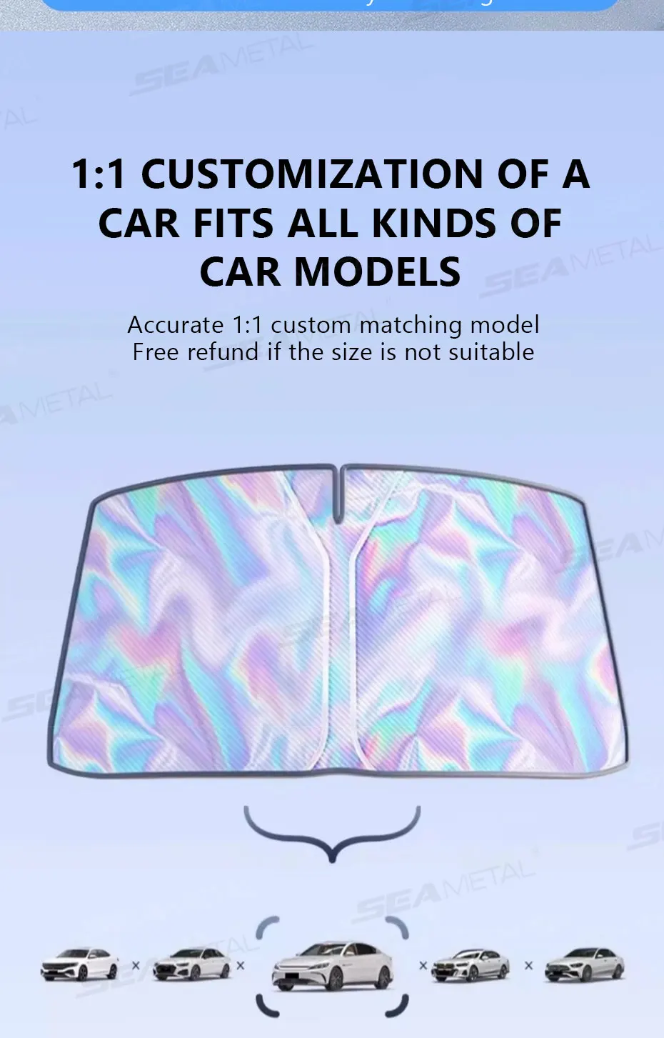 SEAMETAL 5-Layer Car Windshield Sun Shade Cover Foldable Thicken Front Window UV Refletive Sunshade Curtain Sun Protection Cover - Image 15