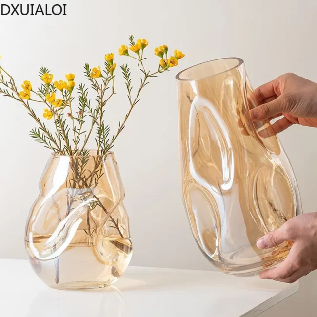 Modern minimalism special-shaped stained glass vase living room desktop flower arrangement  nordic style home decor vases