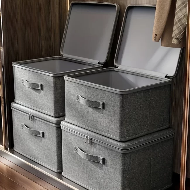 Super-sized stackable storage box - versatile and space-saving closet, bedroom, kitchen, and other storage organizer.