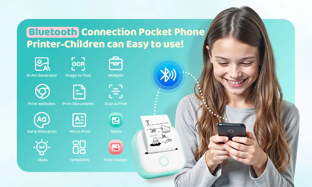 Phomemo T02 Mini Thermal Printer Wireless Mini Pocket Printer, Adhesive Sticker Printer for DIY, Journal, Student Birthday Gift - Image 37