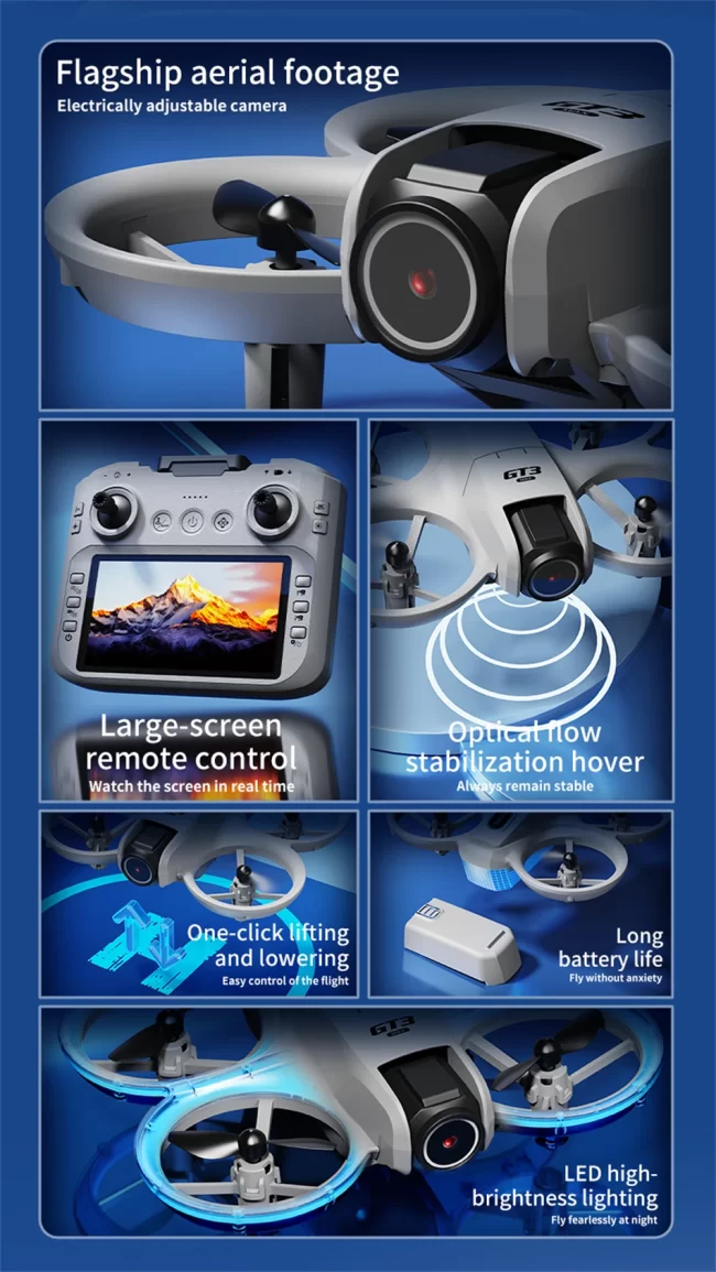 NEW GT3 GPS Drone with 8K HD Dual Cameras 180° FPV 5G WIFI Brushless ...
