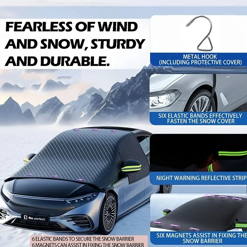 Car Window Covers Winter Magnetic Thickened Moisture Three-window Cover Proof Oxford Cloth Prevents Snow Window Cover for Car - Image 3