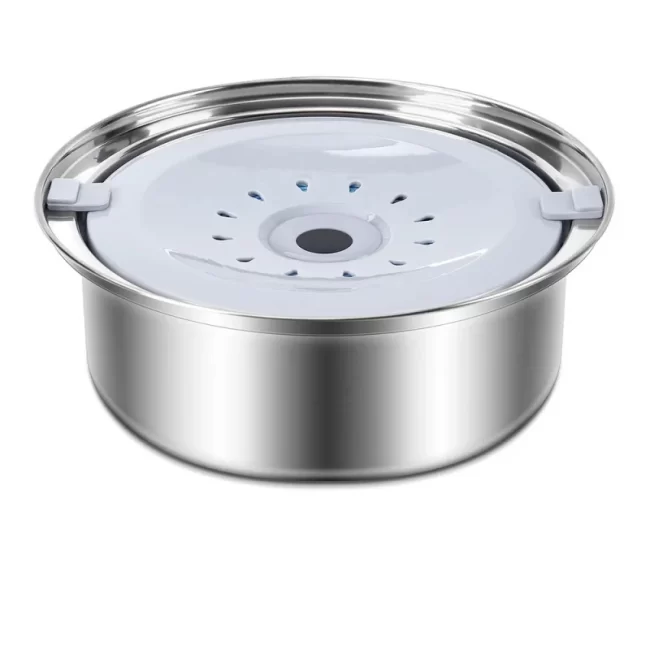 2.5L No Spill Slow Feeder Dog Water Bowl, Stainless Steel Anti Spill Pet Water Dispenser with Automatic Refill Function