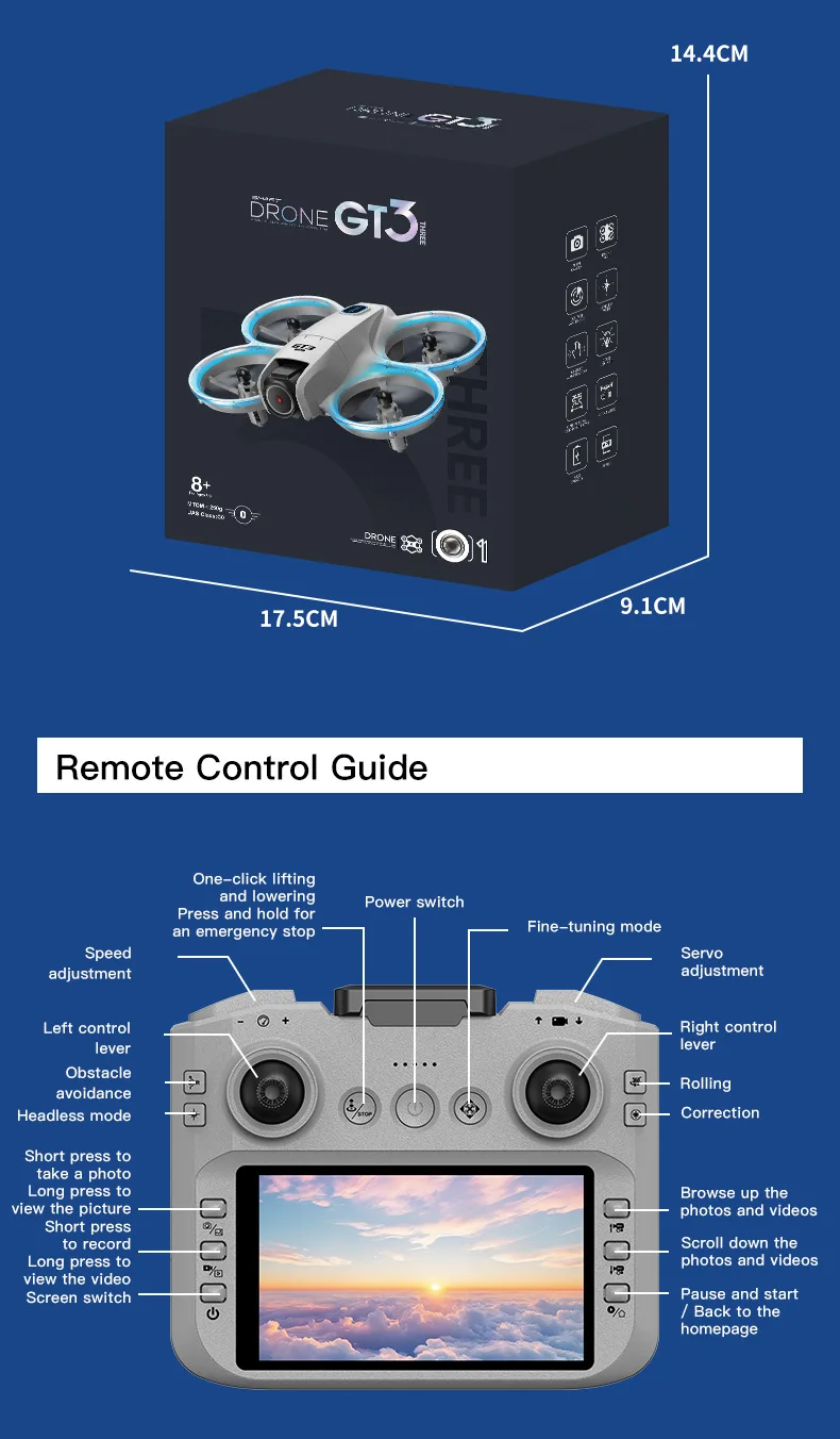 2025New GT3 MAX Drone 8K HD 4.3" Remote Control Headless Mode Helicopter 360° Flip Quadcopter Toys Mini Drone Fors Kid Toy Gifts - Image 23