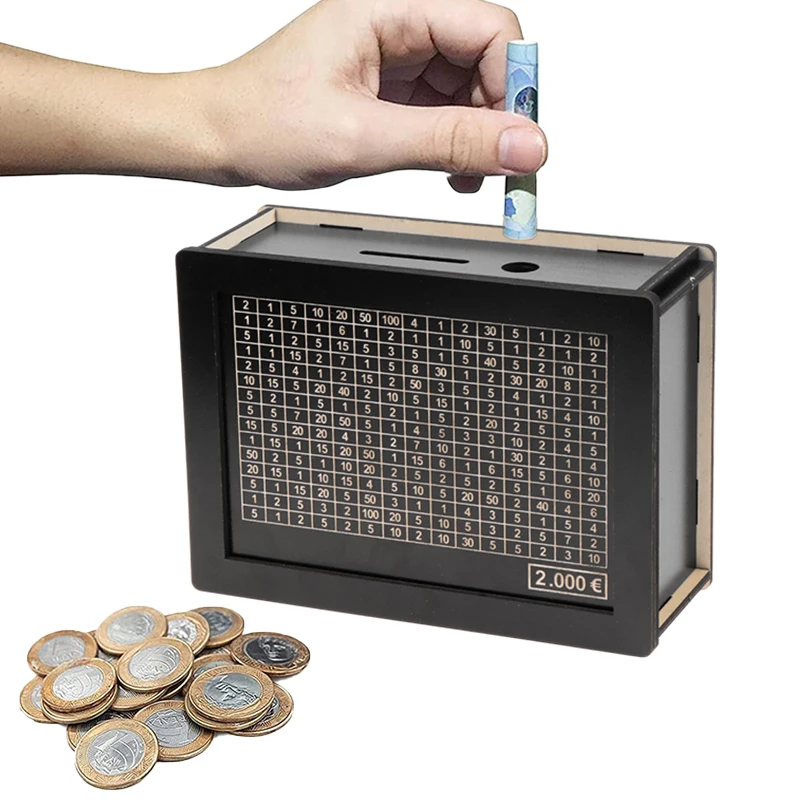 EUR Black Reusable Piggy Bank With Money Goal Counter Piggy Bank DIY Saving Money Box Crafts Home For Helps The Habit Of Saving - Image 3