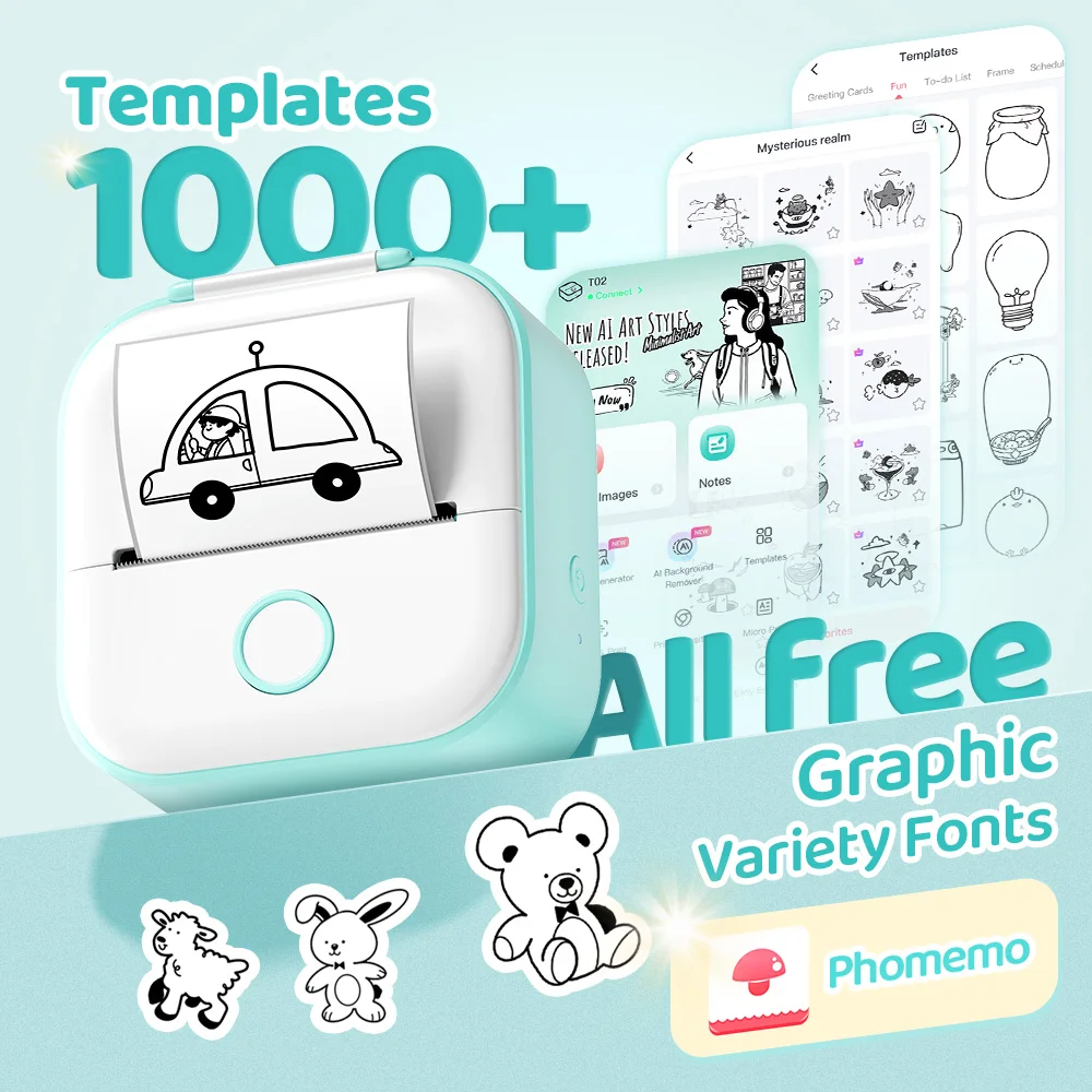 Phomemo T02 Mini Thermal Printer Wireless Mini Pocket Printer, Adhesive Sticker Printer for DIY, Journal, Student Birthday Gift - Image 2