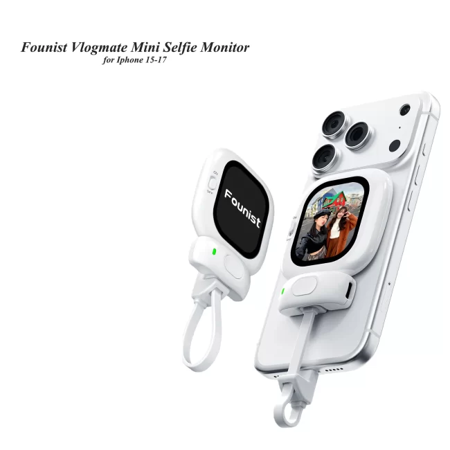 Founist Vlogmate Mini Magnetic Selfie Monitor Screen for iPhone 15-17 AMOLED Rear Back Camera Monitor Screen Vlogging Live