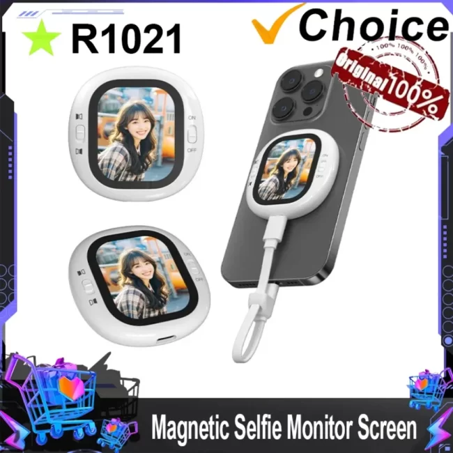 Mini Wireless Selfie Monitor Screen Magnetic 4K Bluetooth Selfie Monitor Screen with Vlog Live Stream /Selfie for iPhone/Android