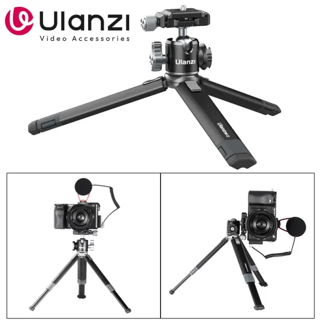 Ulanzi MT-24 Vlog Lite Metal Tripod With Ballhead Extendable 1/4'' Tripod Monopod Cold Shoe Arca Quick Swiss 2.5KG Max Load