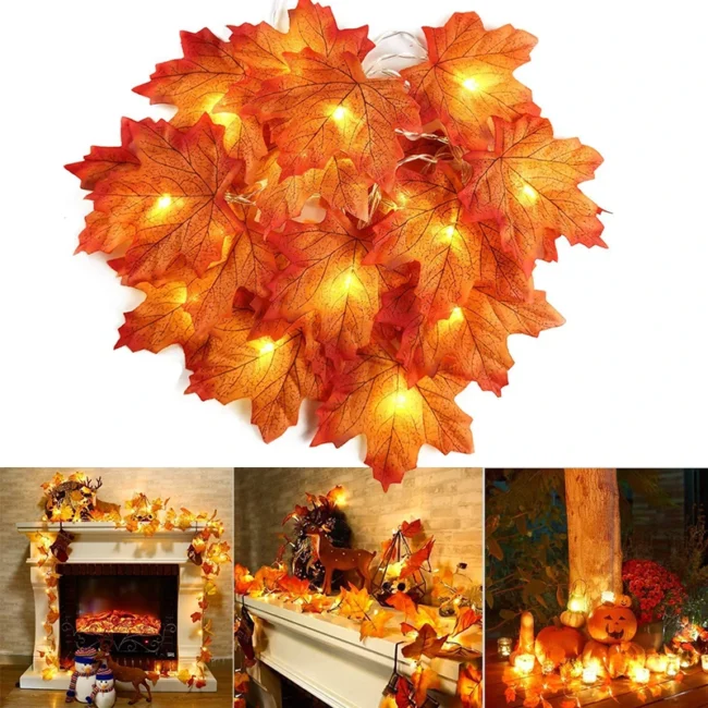 LED Christmas Maple Leaf Garland – Decorative Light String