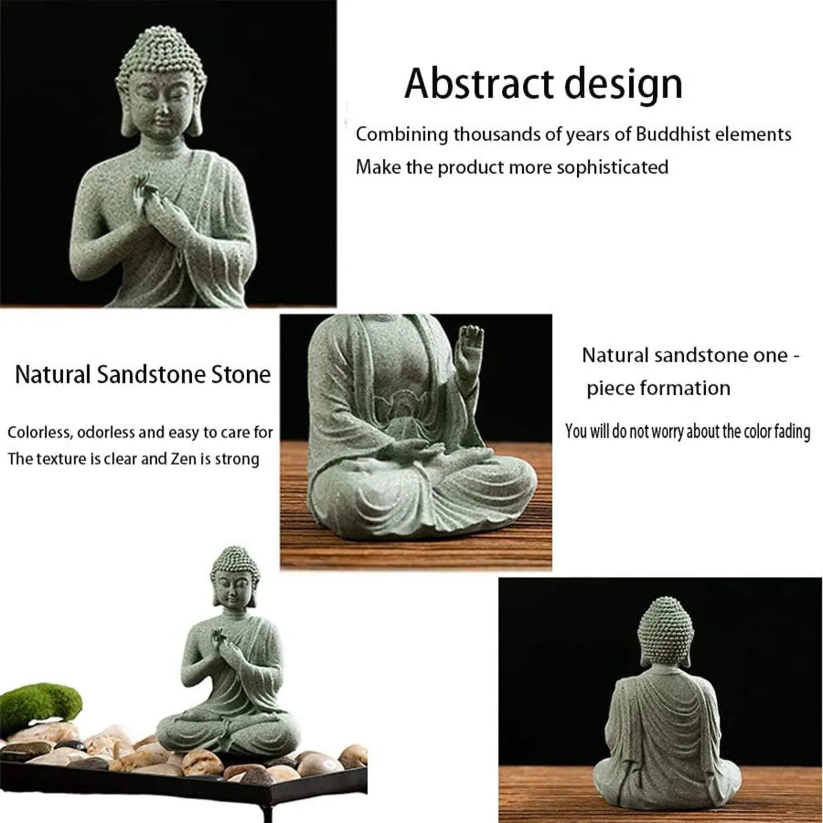 Decorative Stone Buddha Statue – Serene Tabletop Accent - Image 3