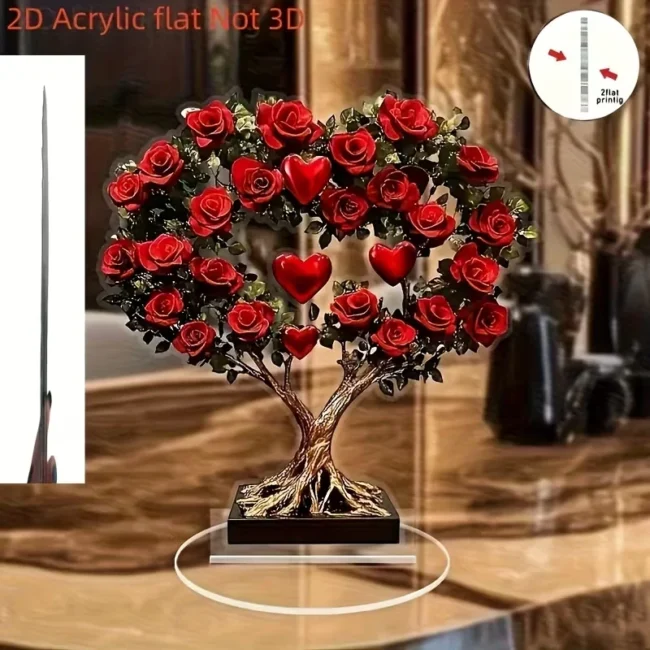 Acrylic Rose Heart Tree Tabletop Decoration