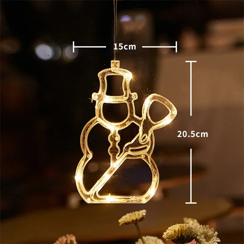 Christmas LED Light Snowflake Santa Hanging Battery-operated Window Ornaments Decoration for Home Xmas Navidad New Year Decor - Image 8