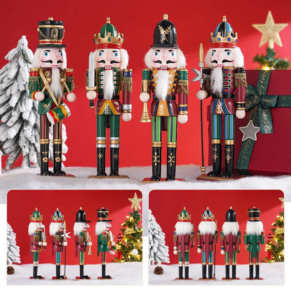 30cm Nutcracker Puppet Soldier Ornament Doll Merry Christmas Decoration Creative Gift Wooden Handicrafts Desktop Cute Ornament - Image 4