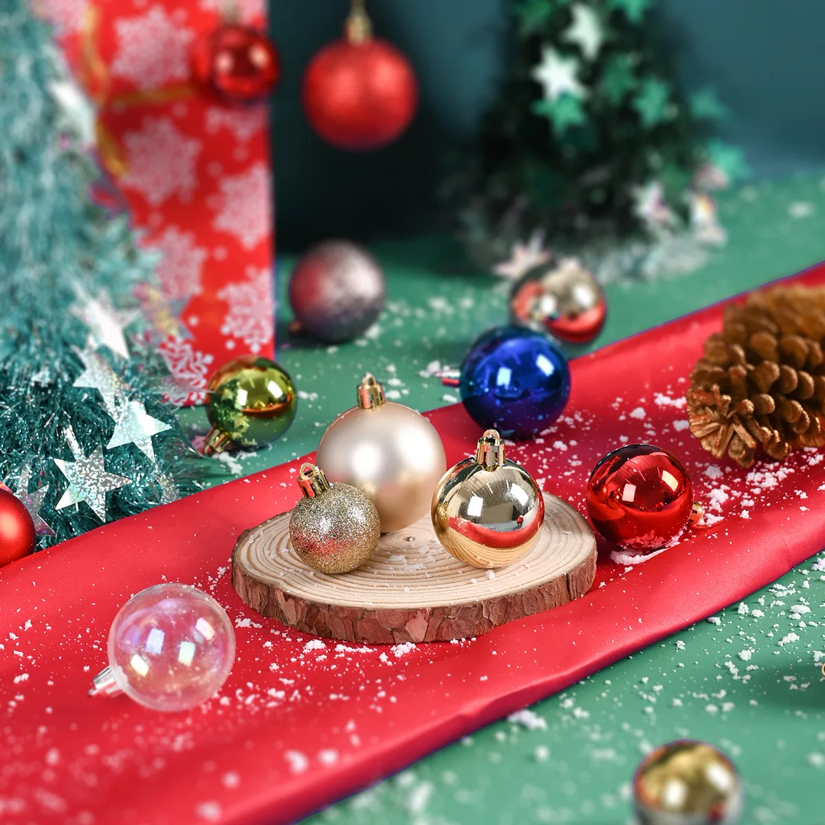Mini Christmas Ball Ornaments, 24-Piece Set – 1.2 in Tree Baubles - Image 4