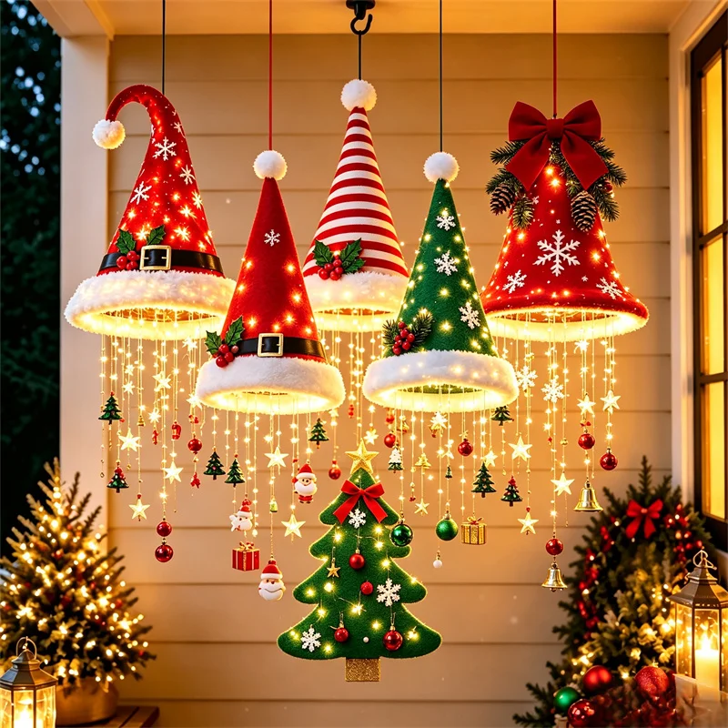 DIY Lighted Santa Hat Chandelier – Warm LED Hanging Christmas Ornament - Image 7