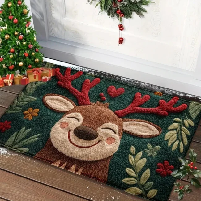 Christmas Door Mat – Santa and Gingerbread Holiday Welcome