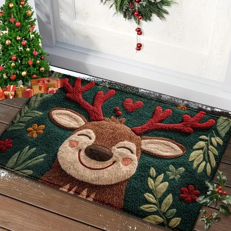 Christmas Door Mat – Santa and Gingerbread Holiday Welcome