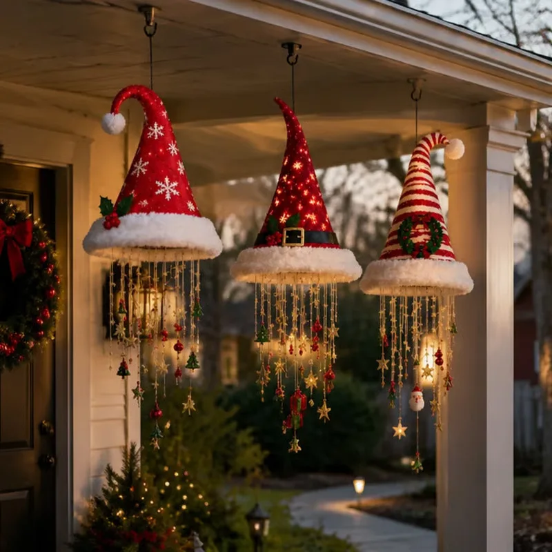 DIY Lighted Santa Hat Chandelier – Warm LED Hanging Christmas Ornament - Image 3