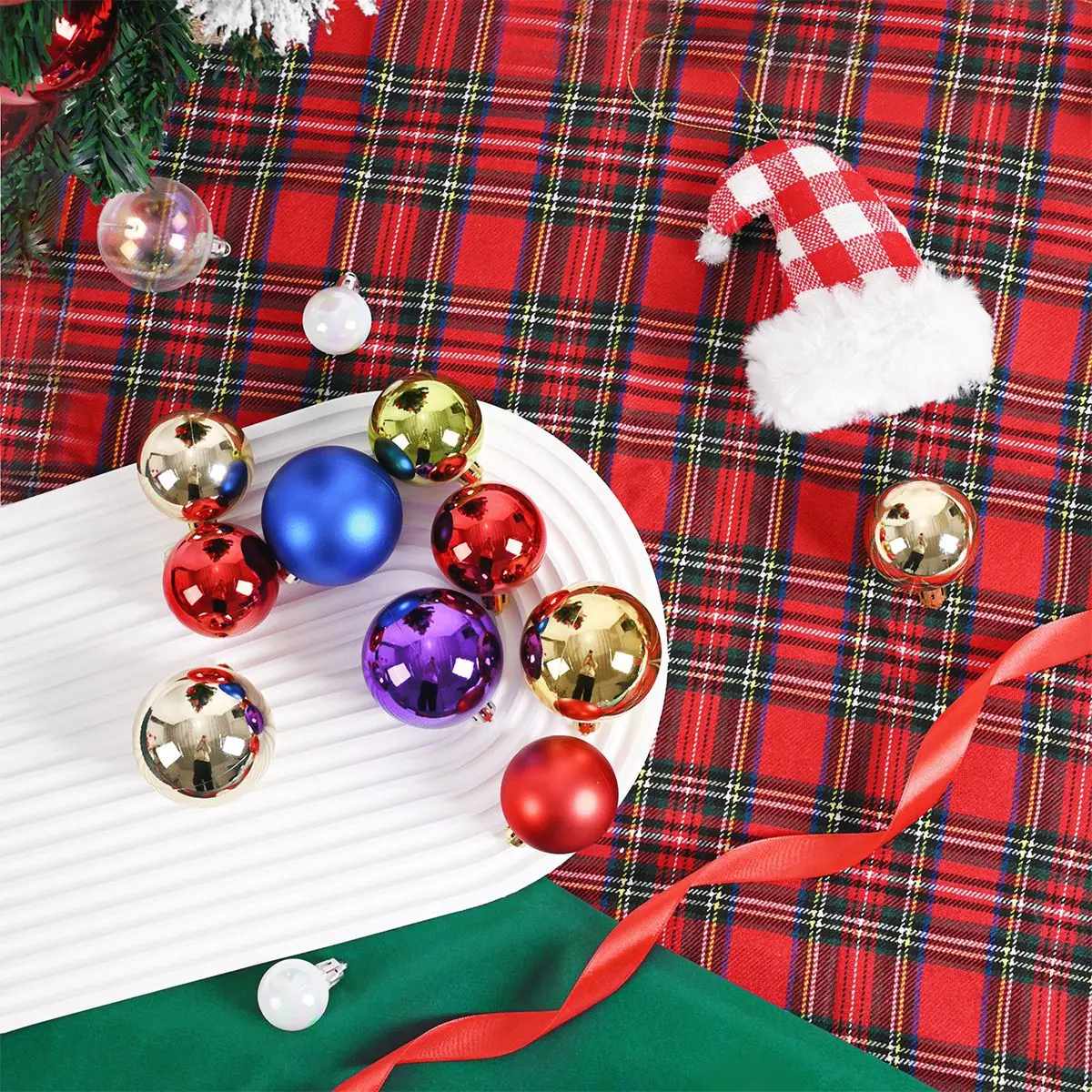 Mini Christmas Ball Ornaments, 24-Piece Set – 1.2 in Tree Baubles - Image 2