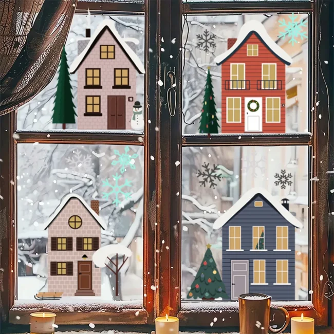 Winter Snowflake Christmas Wall Stickers for Home Décor