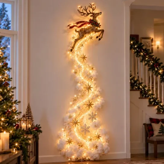 Christmas Magic Trail Wall Light – Glowing Santa Sleigh & Reindeer Decor - Image 14