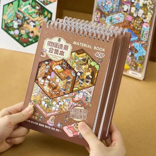 3D Landscape Sticker Collection Book – 40-Piece Creative Gift Set