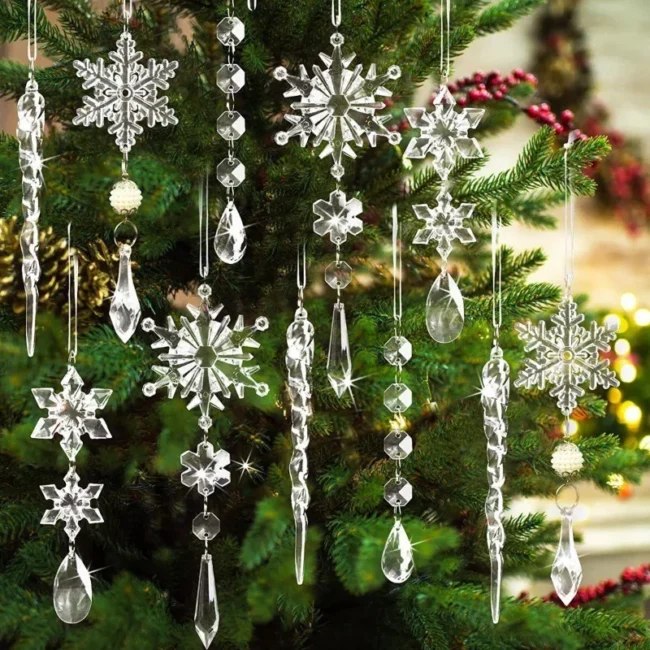 Sparkling Snowflake Ornaments, 10-Piece Set – Glitter Christmas Tree Decor