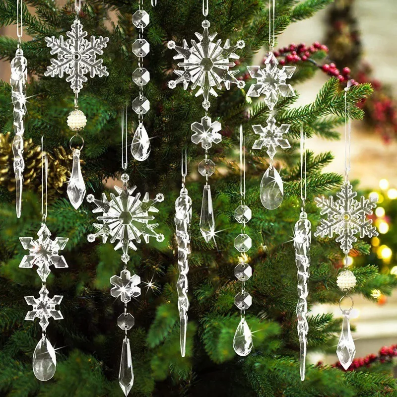 Sparkling Snowflake Ornaments, 10-Piece Set – Glitter Christmas Tree Decor