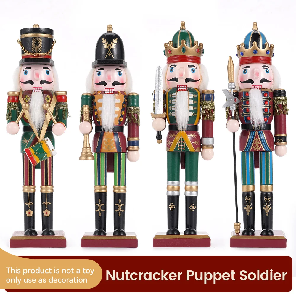 30cm Nutcracker Puppet Soldier Ornament Doll Merry Christmas Decoration Creative Gift Wooden Handicrafts Desktop Cute Ornament - Image 5