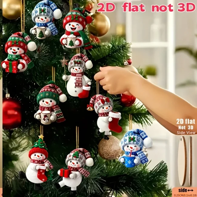 Handmade Christmas Snowman Ornaments, 15-Piece Assorted Set – With Gifts